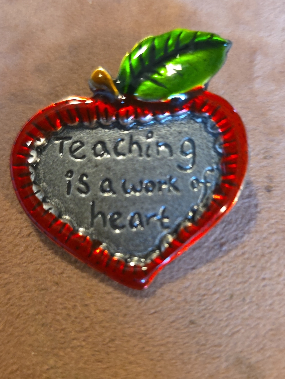 Vintage AJMC Pewter Enamel Teacher Appreciation Brooch Pin